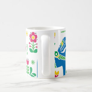 Schwedisches Dala-Pferd florales Volksmuster Kaffeetasse