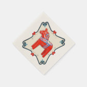 Schwedisches Dala Pferd mit Herz-Scallop-Rahmen Serviette (Ecke)