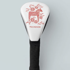 Schwedisches Dala Pferd Personalisiert rot und wei Golf Headcover