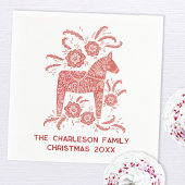 Schwedisches Dala Pferd Personalisiert rot und wei Serviette