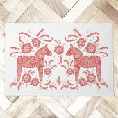 Schwedisches Dala Pferd rot und weiß Fußmatte