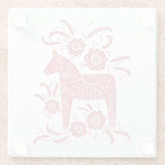 Schwedisches Dala Pferd rot und weiß Glasuntersetzer (Rückseite)