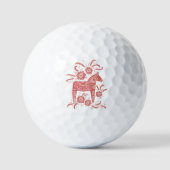 Schwedisches Dala Pferd rot und weiß Golfball (Vorderseite)