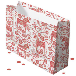 Schwedisches Dala Pferd rot und weiß Große Geschenktüte