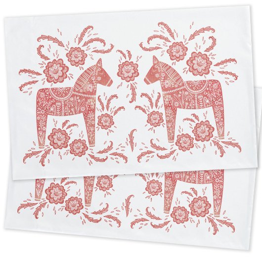 Schwedisches Dala Pferd rot und weiß Kissenbezug