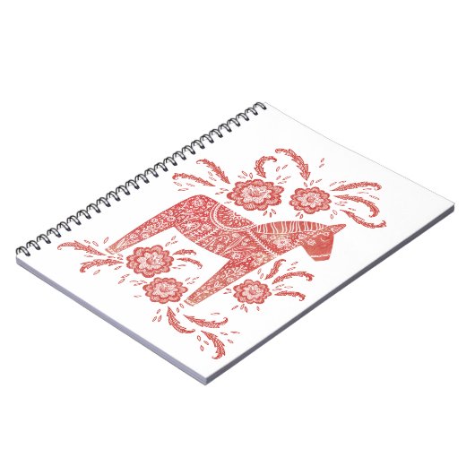 Schwedisches Dala Pferd rot und weiß Notizblock (Linke Seite)