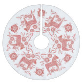 Schwedisches Dala Pferd rot und weiß Polyester Weihnachtsbaumdecke (Vorderseite)