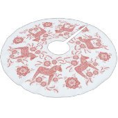 Schwedisches Dala Pferd rot und weiß Polyester Weihnachtsbaumdecke (Schrägansicht)