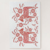 Schwedisches Dala Pferd rot und weiß Puzzle (Vertikal)