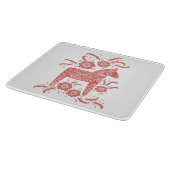Schwedisches Dala Pferd rot und weiß Schneidebrett (Ecke)