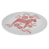 Schwedisches Dala Pferd rot und weiß Schneidebrett (Ecke)