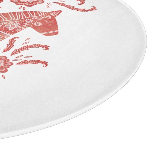 Schwedisches Dala Pferd rot und weiß Schneidebrett (Ecke)