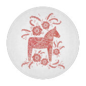 Schwedisches Dala Pferd rot und weiß Schneidebrett (Vorderseite)