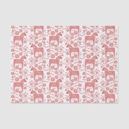 Schwedisches Dala Pferd rot und weiß Seidenpapier (Vorderseite)