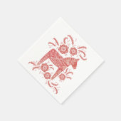 Schwedisches Dala Pferd rot und weiß Serviette (Ecke)