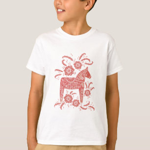 Schwedisches Dala Pferd rot und weiß T-Shirt