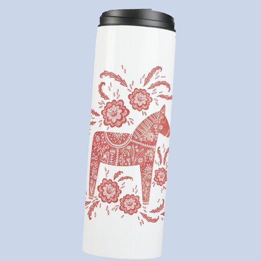 Schwedisches Dala Pferd rot und weiß Thermosbecher