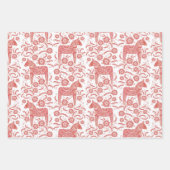 Schwedisches Dala Pferd Rot und Weiße Volkskunst K Geschenkpapier Set (Vorderseite)