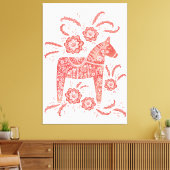 Schwedisches Dala Pferd Rot und Weiße Volkskunst K Leinwanddruck (Insitu (Wohnzimmer))