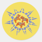Schwedisches Dala Pferd Runder Aufkleber (Vorderseite)
