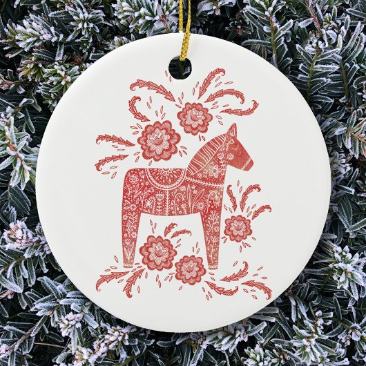 Schwedisches Dala Pferd Traditionelle Volkskunst Keramik Ornament