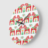 Schwedisches Dala Pferd: Volkskunst Große Wanduhr (Winkel)