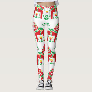 Schwedisches Dala Pferd: Volkskunst Leggings