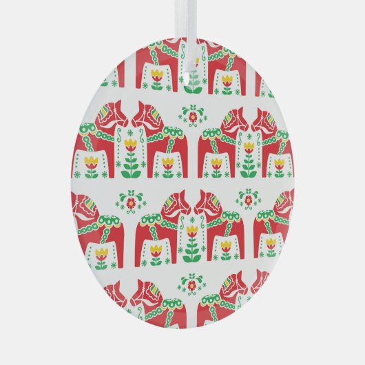 Schwedisches Dala Pferd: Volkskunst Ornament Aus Glas (Vorderseite Rechts)