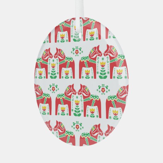 Schwedisches Dala Pferd: Volkskunst Ornament Aus Glas (Vorderseite links)