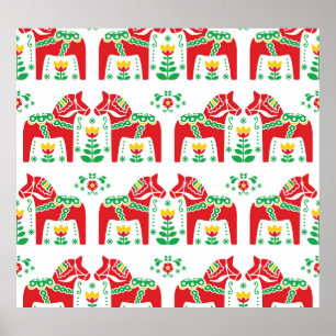 Schwedisches Dala Pferd: Volkskunst Poster