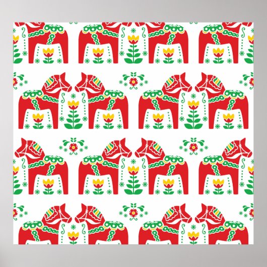 Schwedisches Dala Pferd: Volkskunst Poster (Vorne)