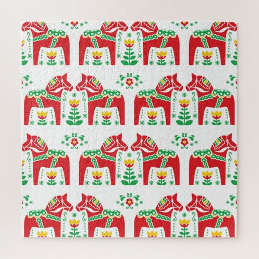 Schwedisches Dala Pferd: Volkskunst Puzzle (Vertikal)