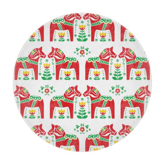 Schwedisches Dala Pferd: Volkskunst Schneidebrett (Vorderseite)