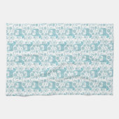 Schwedisches Dala Pferdervolk Art Aquamarin Green Geschirrtuch (Horizontal)