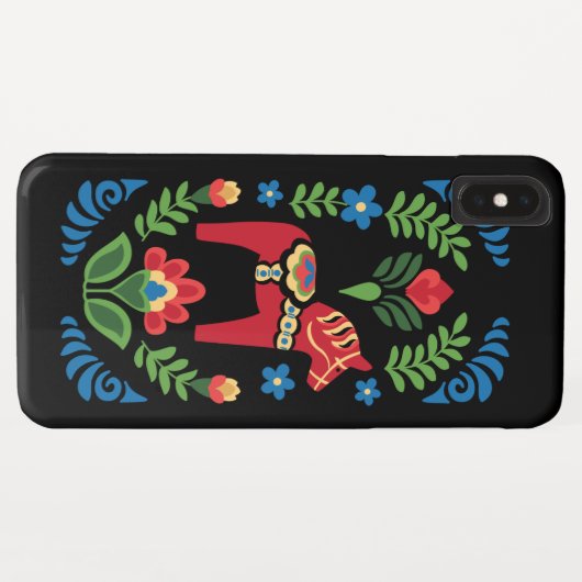 Schwedisches Dala Rot auf schwarz Case-Mate iPhone Hülle (Rückseite (Horizontal))