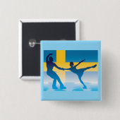 Schwedisches Eislauf-Duo Silhouette Button (Vorne & Hinten)