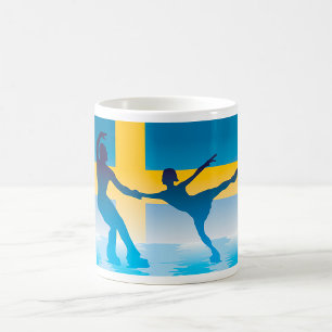 Schwedisches Eislauf-Duo Silhouette Kaffeetasse