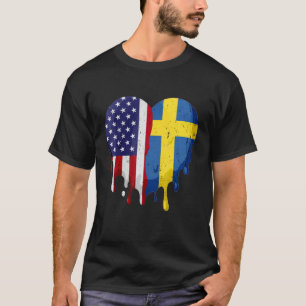 Schwedisches Erbe Monat Schweden Flaggenherz T-Shirt