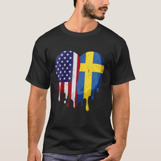 Schwedisches Erbe Monat Schweden Flaggenherz T-Shirt (Vorderseite)