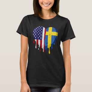 Schwedisches Erbe Monat Schweden Flaggenherz T-Shirt