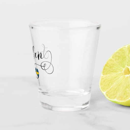 Schwedisches Flaggen-Herz, Schweden-Skript-Entwurf Schnapsglas (Rechts)