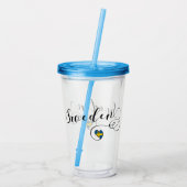 Schwedisches Flaggenherz, Schweden Script Design Acryltrinkbecher (Rückseite)