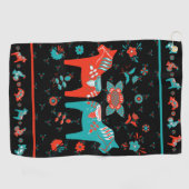 Schwedisches Folk Dala Pferd Golfhandtuch (Horizontal)