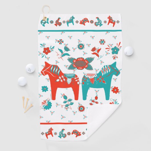 Schwedisches Folk Dala Pferd Golfhandtuch (Insitu)