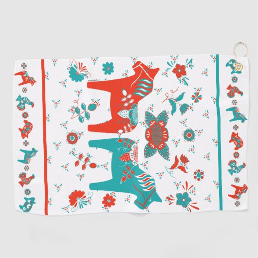 Schwedisches Folk Dala Pferd Golfhandtuch (Horizontal)