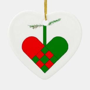 Schwedisches gesponnenes Papierherz Keramik Ornament