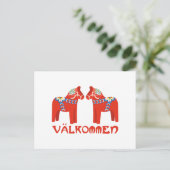 Schwedisches Pferd Valkommen Postkarte (Stehend Vorderseite)