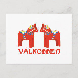 Schwedisches Pferd Valkommen Postkarte