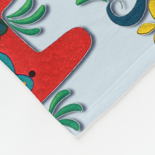 Schwedisches Skandinavier Dala Pferdegroßes Muster Fleecedecke (Ecke)