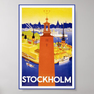 Schwedisches Vintages Reise-Plakat Stockholms Poster